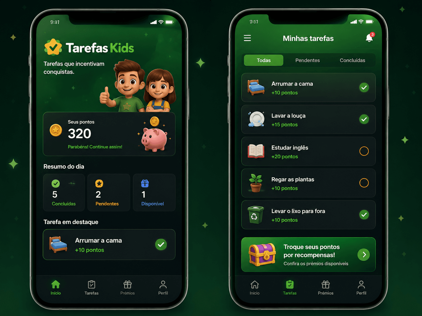 Tarefas Kids — aplicativo de tarefas gamificadas para famílias